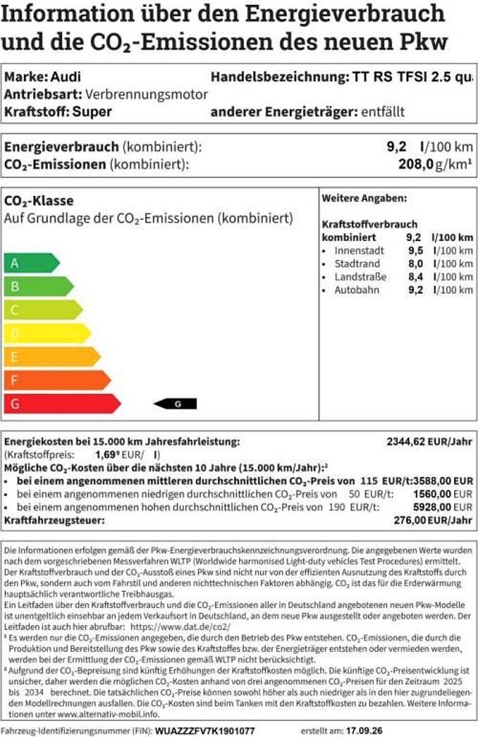 Audi TT RS TFSI 2.5 quattro Coupe +B&O+H&R+Navi+R.Cam