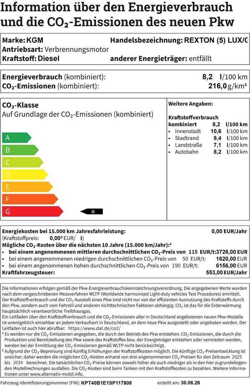 KGM Rexton LUX+20Zoll+Wildleder+3,5t AHL+5 Sitzer+